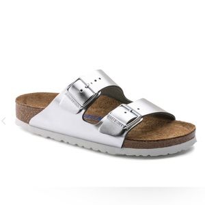 Birkenstock Arizona Soft Footbed - Silver Metallic